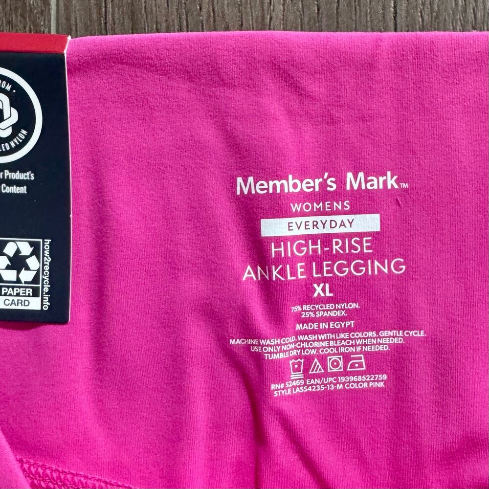 Members Mark Leggings Everyday High Rise Ankle Length Bundle of 2 Pink Teal XL - Picture 3 of 11
